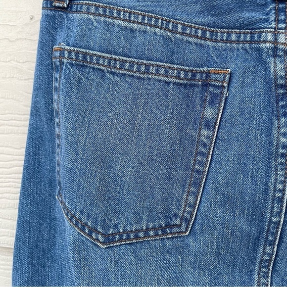 J. Crew Medium Wash Denim Skirt Frayed Hem Stretch Pocket - Sz XS / 0 - Picture 8 of 14